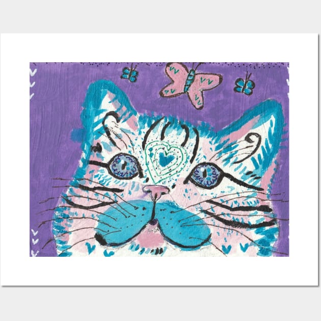 Abstract colorful cat face Wall Art by SamsArtworks